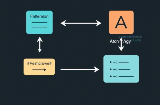 a modern software architecture illustration showing two interconnected design patterns factory meth.jpg